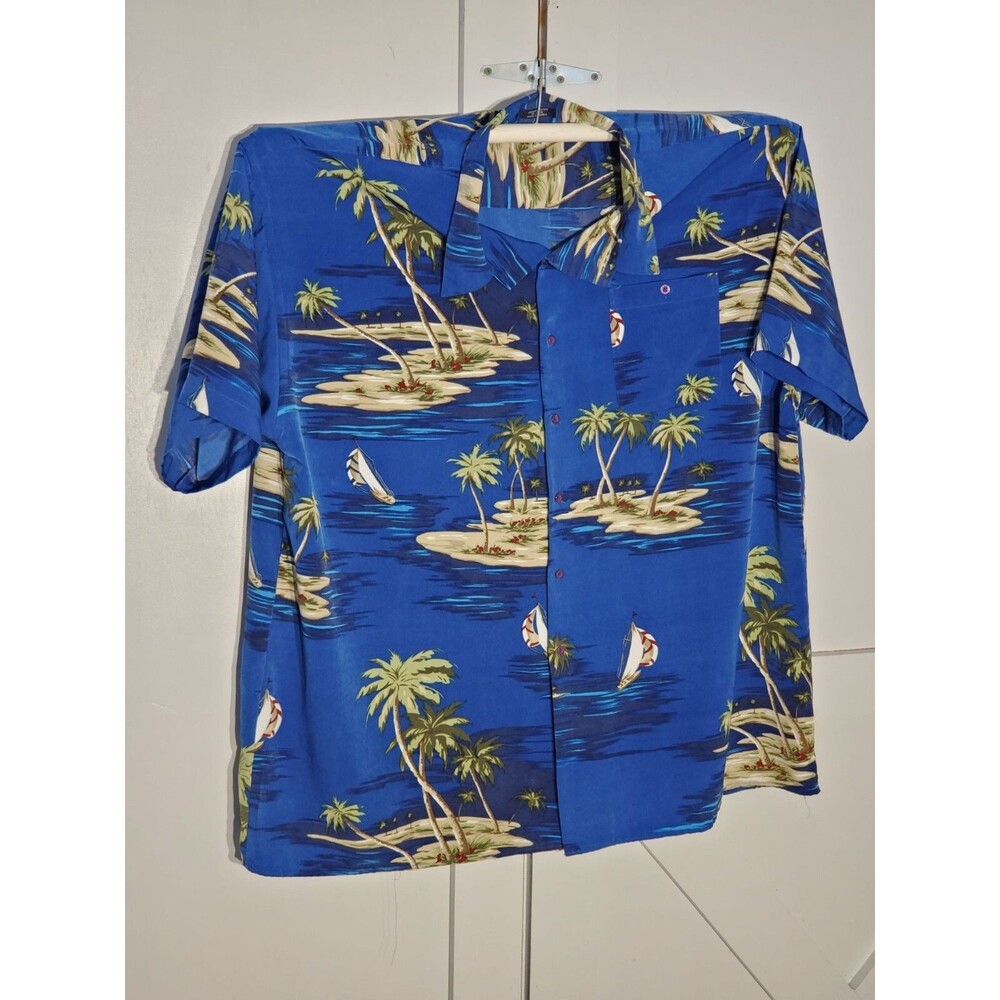 KOMAN CASUAL SHIRT COLOR BLUE SHORT SLEEVE POLYESTER SIZE 3X.